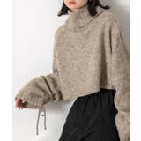 ハイネック・袖ドロスト ブークレショート丈ニット | ad thie | 詳細画像9 