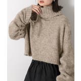 ベージュ | ハイネック・袖ドロスト ブークレショート丈ニット | ad thie