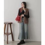 配色フレアスリーブリブニット | ad thie | 詳細画像32 