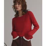 レッド | 配色フレアスリーブリブニット | ad thie