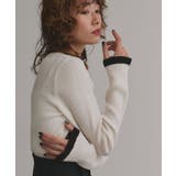 オフホワイト | 配色フレアスリーブリブニット | ad thie