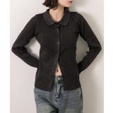 ブラック | ラメニット・襟付き コンパクトカーディガン | ad thie