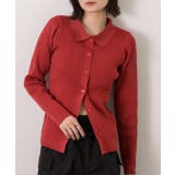 レッド | ラメニット・襟付き コンパクトカーディガン | ad thie