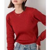 レッド | クルーネック ラメニットプルオーバー | ad thie
