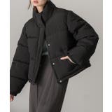 ブラック | スタンドカラー ショート中綿パディングブルゾン | ad thie