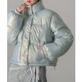 ミルキーブルー | スタンドカラー ショート中綿パディングブルゾン | ad thie