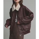 ボルドー | ヴィンテージライク 襟ファー付きブルゾン | ad thie