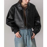 ブラック | ショート ライダースジャケット  | ad thie