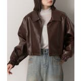 ブラウン | ショート ライダースジャケット  | ad thie