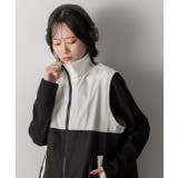 スタンドカラー バイカラーベスト | ad thie | 詳細画像11 