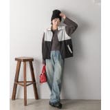 スタンドカラー バイカラーベスト | ad thie | 詳細画像2 