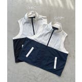 スタンドカラー バイカラーベスト | ad thie | 詳細画像38 