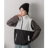 スタンドカラー バイカラーベスト | ad thie | 詳細画像4 