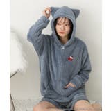 ブルー | ≪HELLO KITTY≫猫耳フード付き ボアパーカー | ad thie