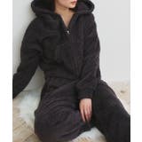 チャコール | ボアショートパーカーロングパンツルームウエア | ad thie