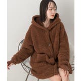 ブラウン | 着る毛布 ミドル丈フード付きルームウエア | ad thie