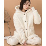 オフホワイト | 着る毛布 ミドル丈フード付きルームウエア | ad thie