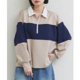 アイボリー×ネイビー | ハーフジップラガープルオーバー | ad thie