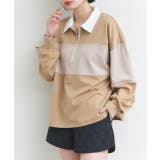 ベージュ×アイボリー | ハーフジップラガープルオーバー | ad thie