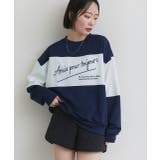 ネイビー | ロゴ刺繍ポンチプルオーバー | ad thie