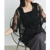 ブラック | Vネックレースオーバーブラウス | ad thie