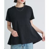 ブラック | ペプラムフリルデザインTシャツ | ad thie