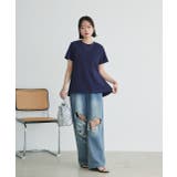 ネイビー | ペプラムフリルデザインTシャツ | ad thie