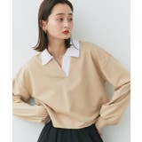 ベージュ | ポロカラースウェットプルオーバー | ad thie