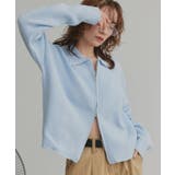 ブルー | ダブルジップポロニットカーディガン | ad thie