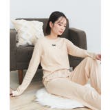 ロゴ刺繍スムースロングTシャツルームウェア | ad thie | 詳細画像31 