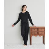 ロゴ刺繍スムースロングTシャツルームウェア | ad thie | 詳細画像4 