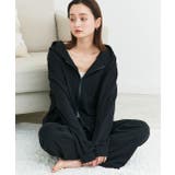 ブラック | スムースダブルジップパーカールームウェア	 | ad thie