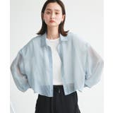 ライトブルー×オフホワイト | ショート丈シアーシャツ 半袖リブTシャツセット | ad thie