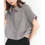 ショート丈ドロストチェックシャツ | ad thie | 詳細画像34 