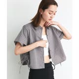 グレー | ショート丈ドロストチェックシャツ | ad thie