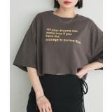 チャコール | 【2025SS新作】ショート丈ロゴプリントTシャツ | ad thie
