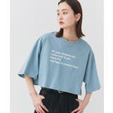 ブルー | 【2025SS新作】ショート丈ロゴプリントTシャツ | ad thie