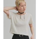 ドット×アイボリー | リブクルーネックコンパクトTシャツ | ad thie