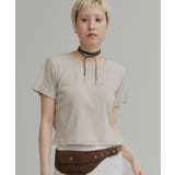 グレージュ | リブクルーネックコンパクトTシャツ | ad thie