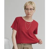 レッド | リブクルーネックコンパクトTシャツ | ad thie
