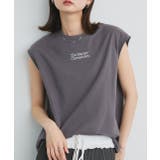 チャコール | 【2025SS新作】ロゴ刺繍フレンチスリーブTシャツ | ad thie
