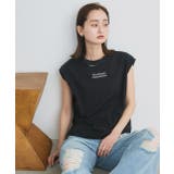 ブラック | 【2025SS新作】ロゴ刺繍フレンチスリーブTシャツ | ad thie