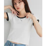 ホワイト×ブラック | リンガーデザイン フライスコンパクトTシャツ | ad thie