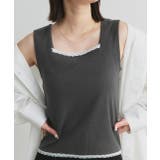 スクエアネックレースリブタンクトップ | ad thie | 詳細画像31 