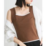 スクエアネックレースリブタンクトップ | ad thie | 詳細画像5 