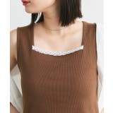 スクエアネックレースリブタンクトップ | ad thie | 詳細画像6 