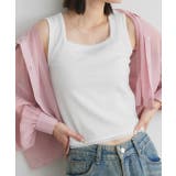 オフホワイト | スクエアネックレースリブタンクトップ | ad thie