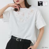 フラワーモチーフコード刺繍Tシャツ | ad thie | 詳細画像1 