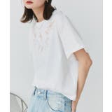 フラワーモチーフコード刺繍Tシャツ | ad thie | 詳細画像12 