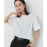 フラワーモチーフコード刺繍Tシャツ | ad thie | 詳細画像6 